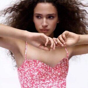 NWT | Zara pink floral corset bodysuit size small